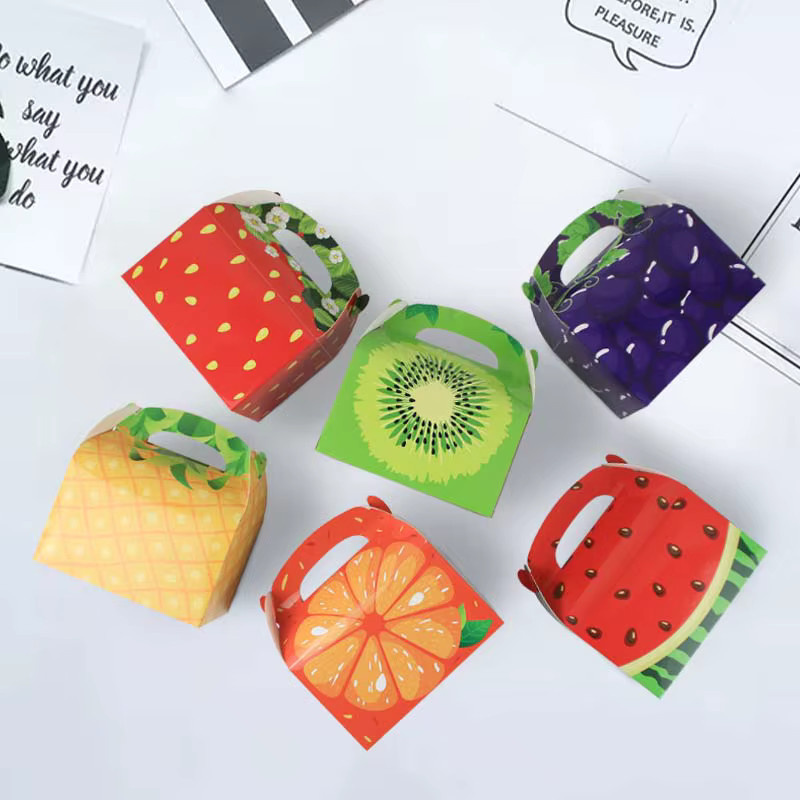 Sommer-Partygeschenkboxen mit Obst-Motiv aus Papier in Mehrfarbig für Geburtstage und Babypartys - Bild 3