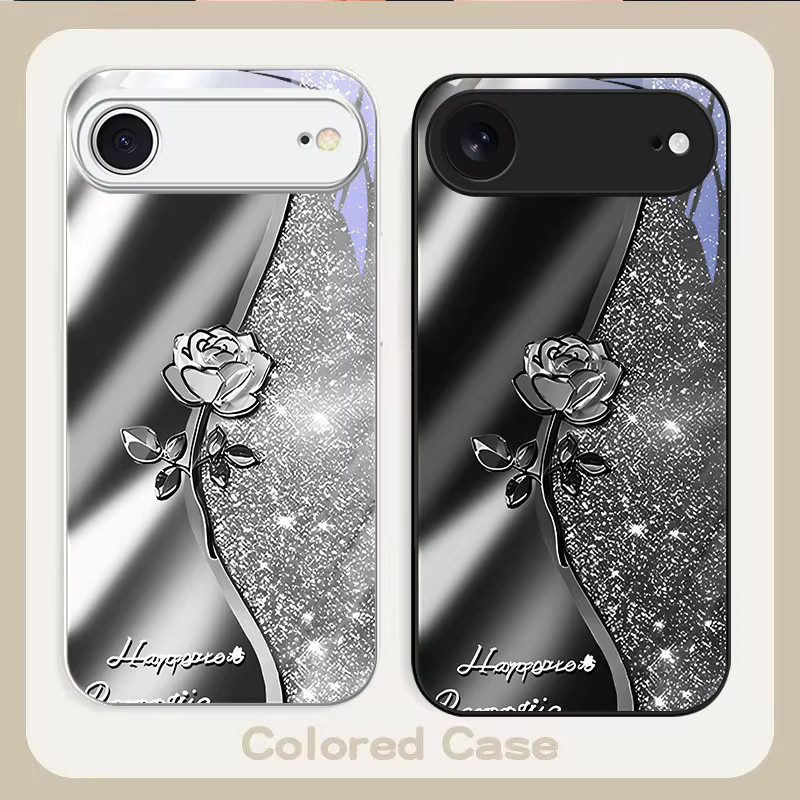 DIXSG Handyhülle Sternenhimmel Metallrose mit gehärtetem Glas für iPhone Modelle in Multicolour - Bild 2