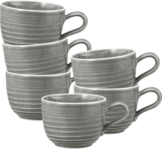 Seltmann Weiden Terra Kaffeetassen Perlgrau 6er Set mit 260 ml Inhalt - Bild 1