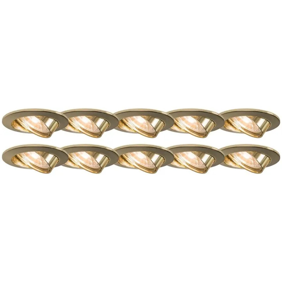 QAZQA 10er Set Einbaustrahler aus Metall in Gold, dimmbar und schwenkbar mit GU10 Fassung - Bild 2