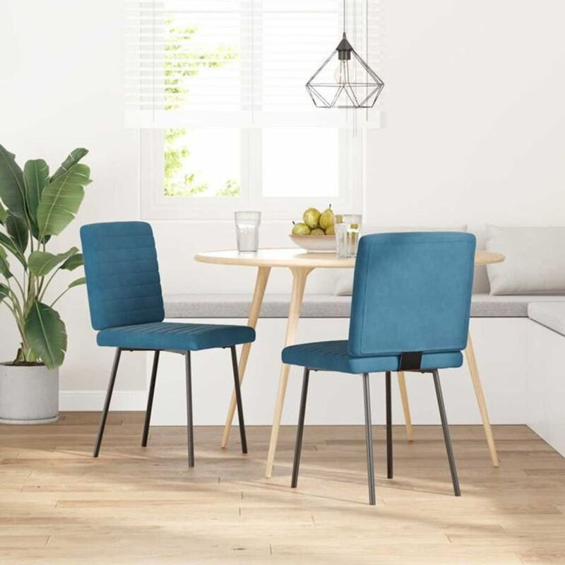 Set aus 2 Polsterstühlen in Blau aus Samt und Metall von vidaxl im modernen Design - Bild 1