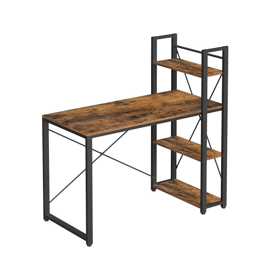 VASAGLE Schreibtisch mit Regalböden in Braun-Schwarz, B/T/H: 120 x 60 x 100 cm - Bild 2