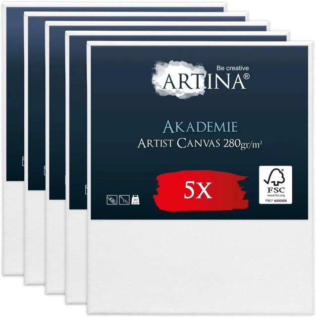 Artina Akademie Keilrahmen Set aus FSC Holz in Weiß, 5-teilig, B: 50 cm, H: 60 cm - Bild 1