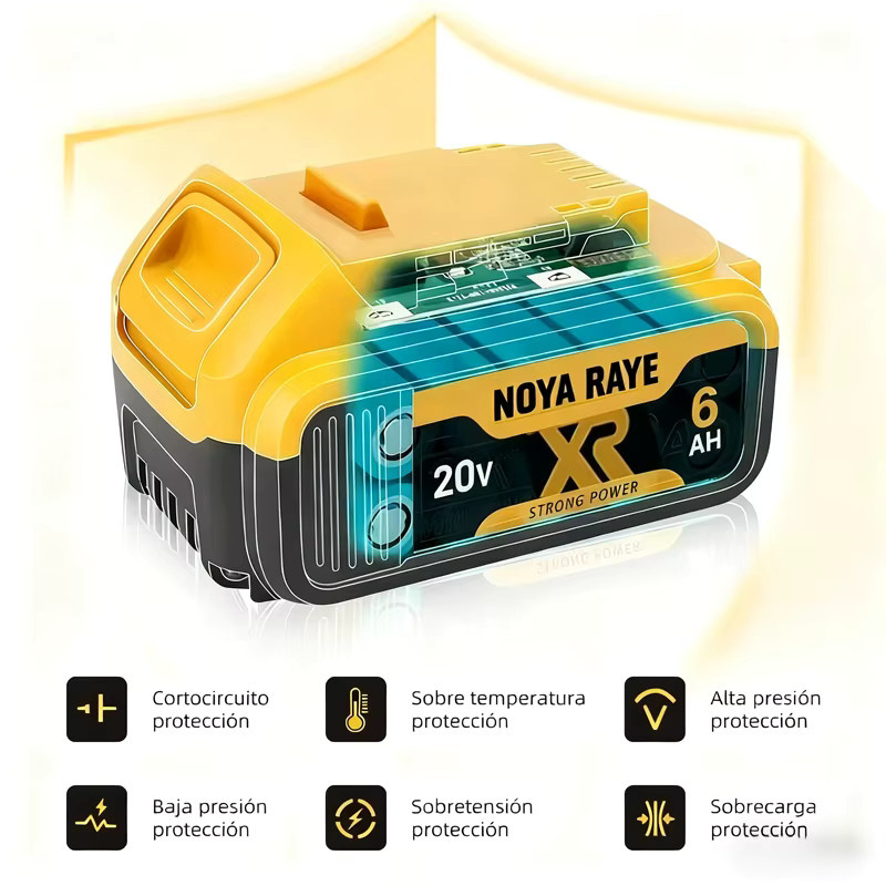 PURFIELD Ersatz-Li-Ionen-Akku DCB200 20V für Flexvolt 20V/60V MAX Elektrowerkzeuge in Gelb - Bild 4