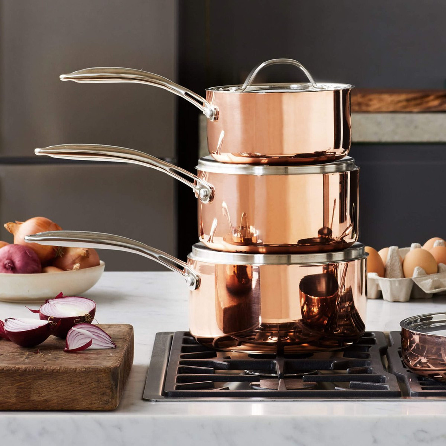 Stanley Rogers Kochtopf mit Deckel Copper Tri-Ply aus Edelstahl und Kupfer, Durchmesser: 18 cm, Volumen: 1,75 l - Bild 2