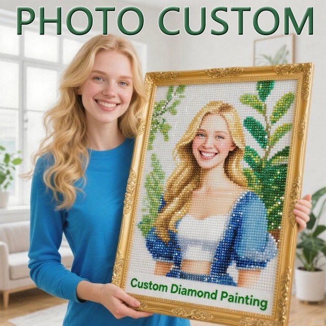 HUACAN DIY Diamant-Mosaik Kit für dein individuelles Foto-Kunsthandwerk mit Full Round Steinen - Bild 1