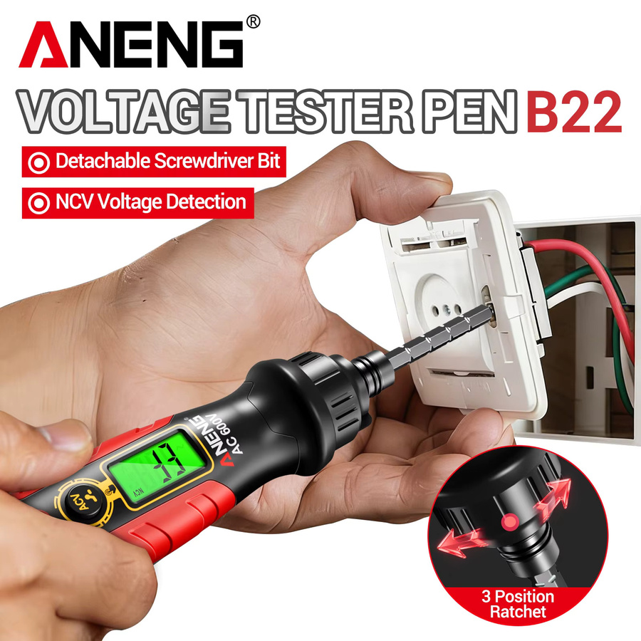 ANENG B22 NCV Spannungsprüfer 30-1000V in Schwarz mit dualer Hintergrundbeleuchtung, isoliertem CAT II 1000V Summer und Leitungsbruchpunkt-Detektor, wiederaufladbar - Bild 2
