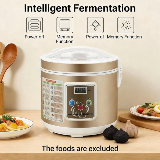 Bymaocar Knoblauch-Fermentationsmaschine Schwarz, 5L vollautomatische intelligente Steuerung, 90W - Bild 1