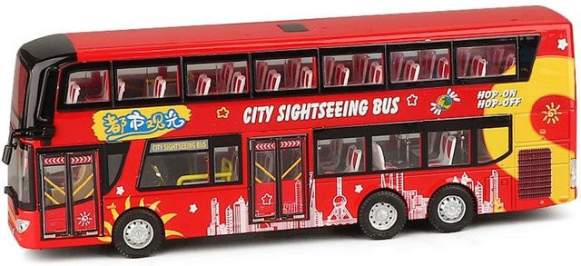 Linyi toy car Doppeldecker Spielzeugbus, 1:42, Metall, mit Licht und Geräusch, ab 14 Jahren - Bild 1