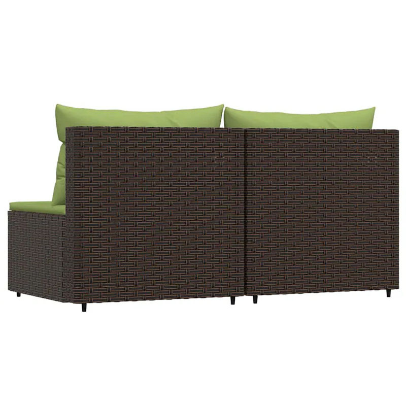 Vidaxl Mittlere Sofamodule aus Polyrattan mit Kissen, 2 Stück, Braun - Bild 4