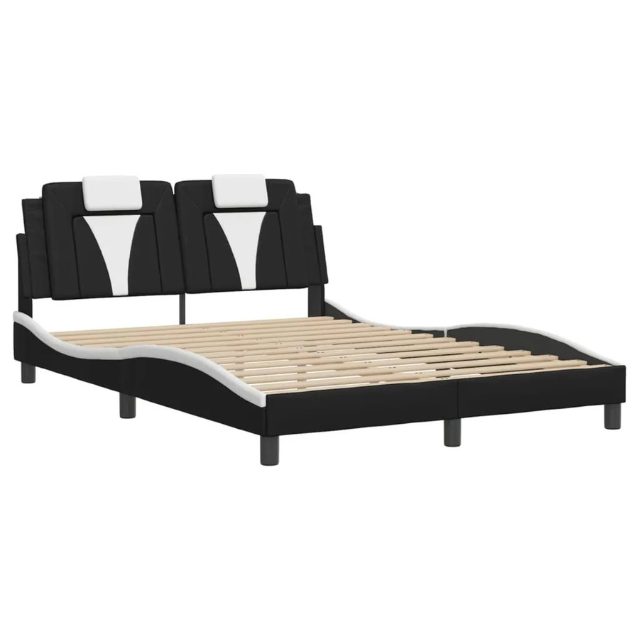 vidaXL Bettgestell Viana mit LED-Beleuchtung und USB-Ladeport, Schwarz und Weiß, B/T/H: 140 x 190 x 145 x 208 cm - Bild 2
