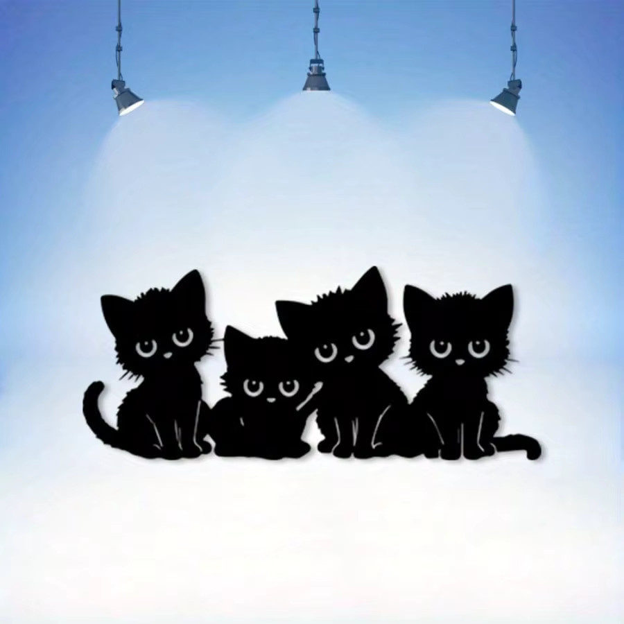 HELLOYOUNG Wandkunst-Set aus Metall mit 5 schwarzen Katzensilhouetten im Vintage-Design - Bild 3