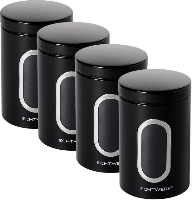 ECHTWERK Vorratsdosen aus Glas mit Clip-Verschluss, 4er Pack, Schwarz, 1,4 l, B: 11 cm, T: 18 cm, H: 18 cm - Bild 1