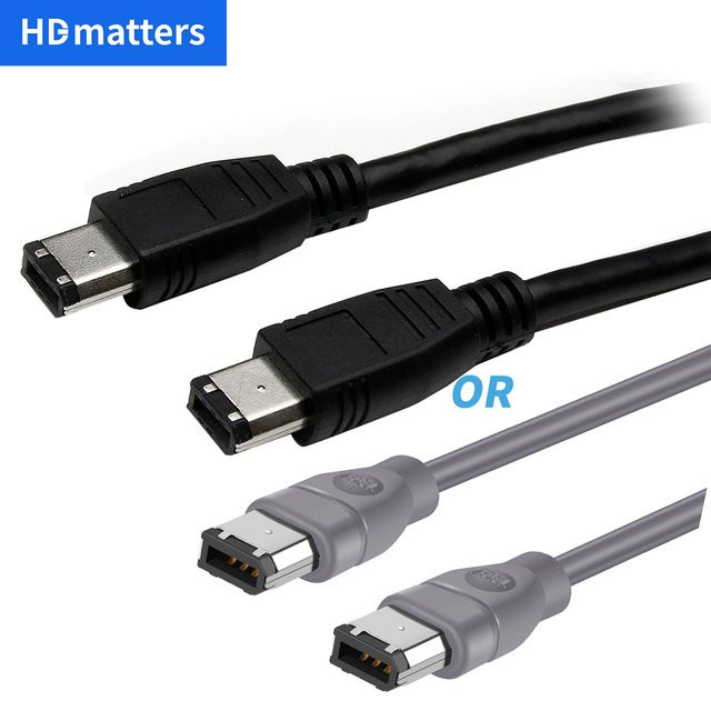 HDmatters Firewire 400 Kabel 6-Pin auf 6-Pin IEEE-1394a in Schwarz und Grau - Bild 1