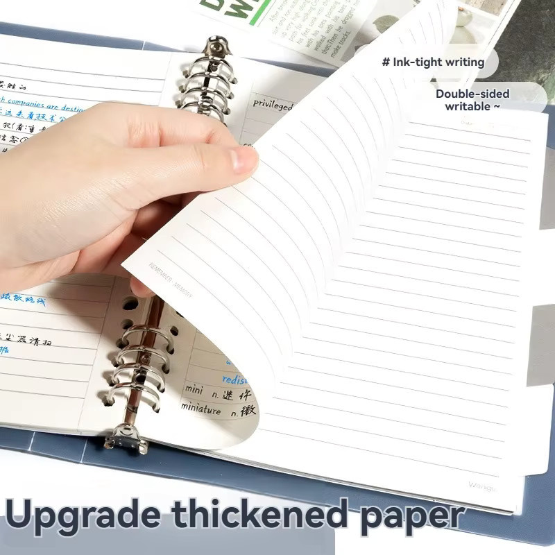 Softcover Notizbuch mit losen Blättern A5/B5, liniertes Schreibheft in Grün mit abnehmbaren Seiten für Studenten - Bild 3