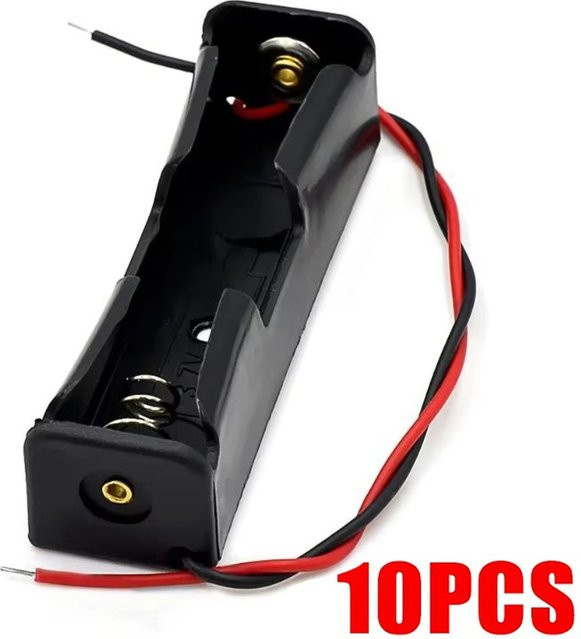 10 Stück Mrgabwte 1-Fach 18650 Batteriehalter mit schwarzen und roten Kabeln für DIY Batterie-Aufbewahrung - Bild 1