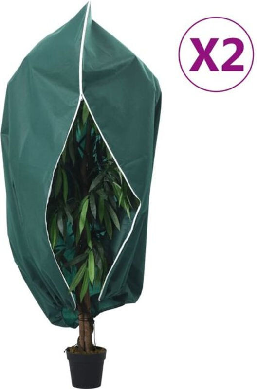 Vidaxl Wintervlies mit Reißverschluss aus Polypropylen, 2 Stück, Grün, B: 3,14 m x H: 2,5 m, 70 g/m² - Bild 1