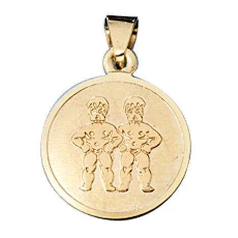 Colfem Anhänger Sternzeichen Zwilling, 333 Gelbgold, matt, Unisex - Bild 1