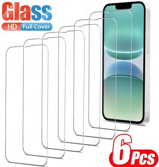 6 Stück SFHOMIE HD Gehärtetes Glas Displayschutzfolie für iPhone 11 12 13 14 15 16 17 Pro Max Plus Air 16e 17e transparent - Bild 1