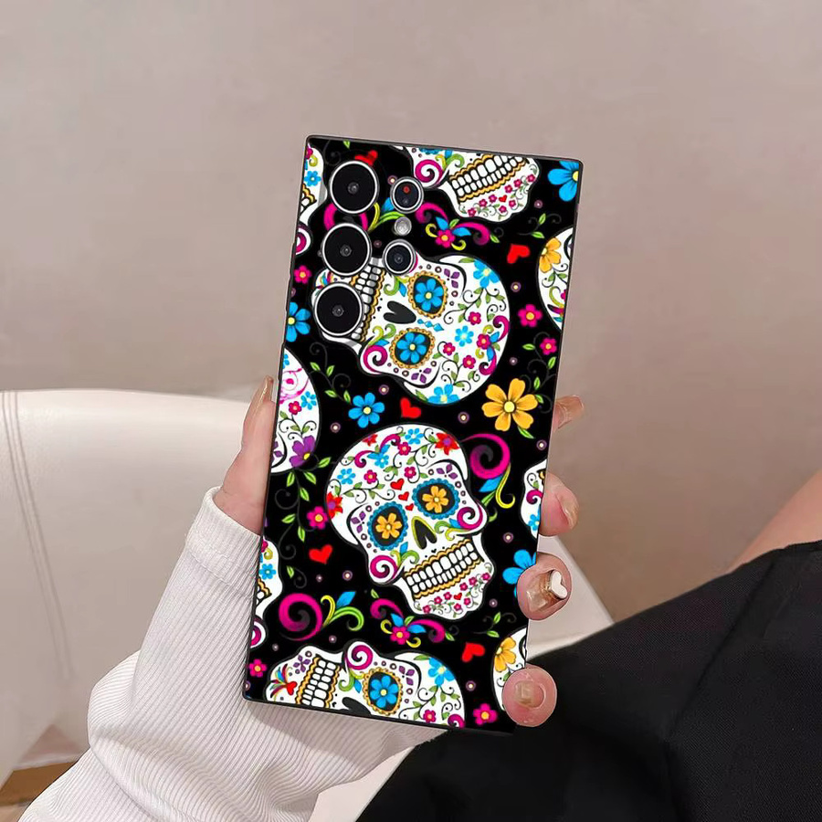 Mexikanische Catrina Totenkopf Handyhülle für Samsung Galaxy S21 S22 S23 S24 S25 FE Plus Ultra in Multicolour aus weichem TPU - Bild 2