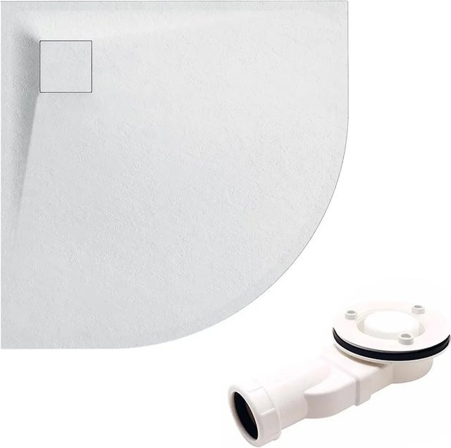 KOLMAN Viertelkreis-Duschwanne in Weiß mit Steinoptik inklusive Ablaufgarnitur, B/T/H: 90 x 90 x 3,2 cm - Bild 1