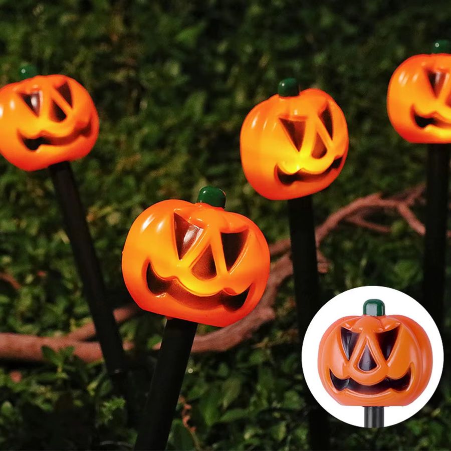 Peach Forest 5er Set Solar Halloween Deko-Leuchten mit Kürbis und Geist sowie 8 Beleuchtungsmodi für Garten und Terrasse - Bild 3