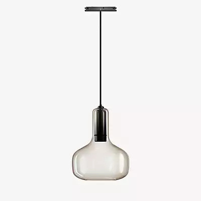Bruck Booh Pendelleuchte für All-in Schiene in Schwarz mit transparentem Glasschirm