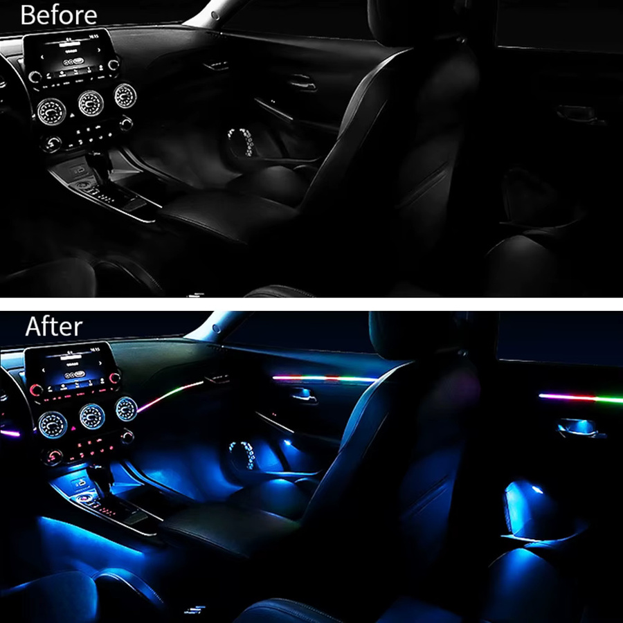 WUMFIRE RGB Neon Umgebungsbeleuchtung für Tesla Modell Y, 3, S, X und Cybertruck mit App- und Fernbedienung Steuerung, Multicolour LED Innenbeleuchtung aus Acryl - Bild 2