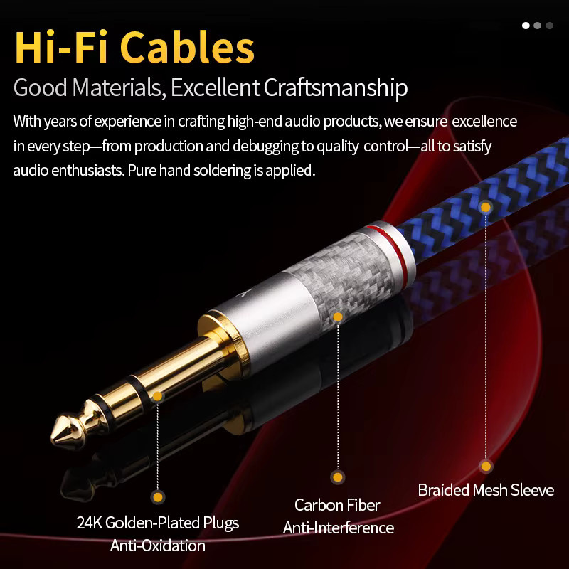 YYTCG Symmetrisches TRS-Audiokabel mit 6,35 mm Klinkensteckern für E-Gitarren, Mikrofone und Mischpulte - Bild 4
