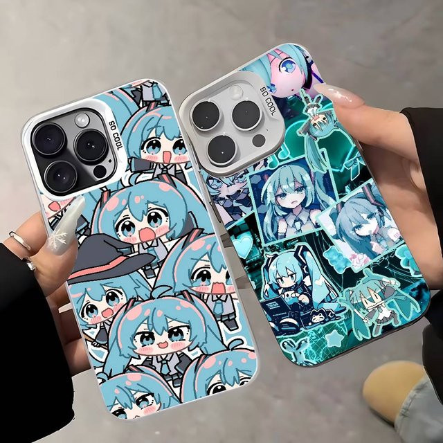 Stoßfeste iPhone Handyhülle mit Hatsune Miku Anime Design in Silber - Bild 1