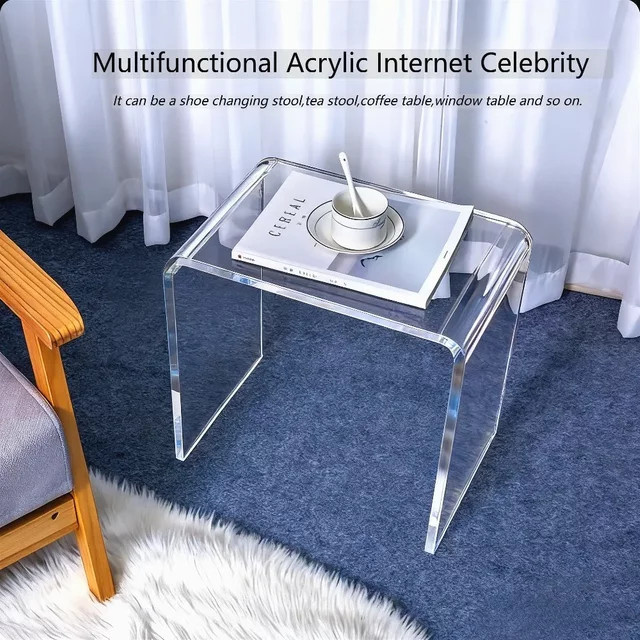 Moderner Acryl-Couchtisch von LIUSHADUOLA in Transparent, rechteckiger Beistelltisch aus Kunststoff für Wohnzimmer, Büro oder Garten - Bild 1