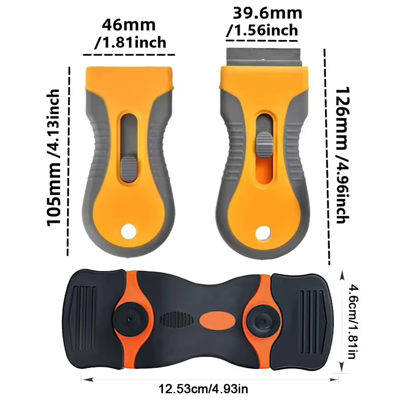 Glas- und Ofenschaber mit Edelstahlklinge und Kunststoffgriff in Orange zur Kleberentfernung und Fensterreinigung - Bild 4