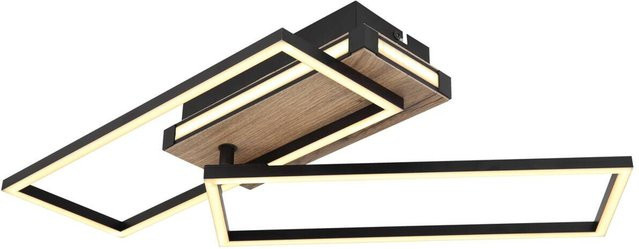Globo Lighting LED-Deckenleuchte modern in Dunkelbraun und Mattschwarz aus Metall, Kunststoff und Holz, B/H/T: 49 x 10 x 60 cm - Bild 1