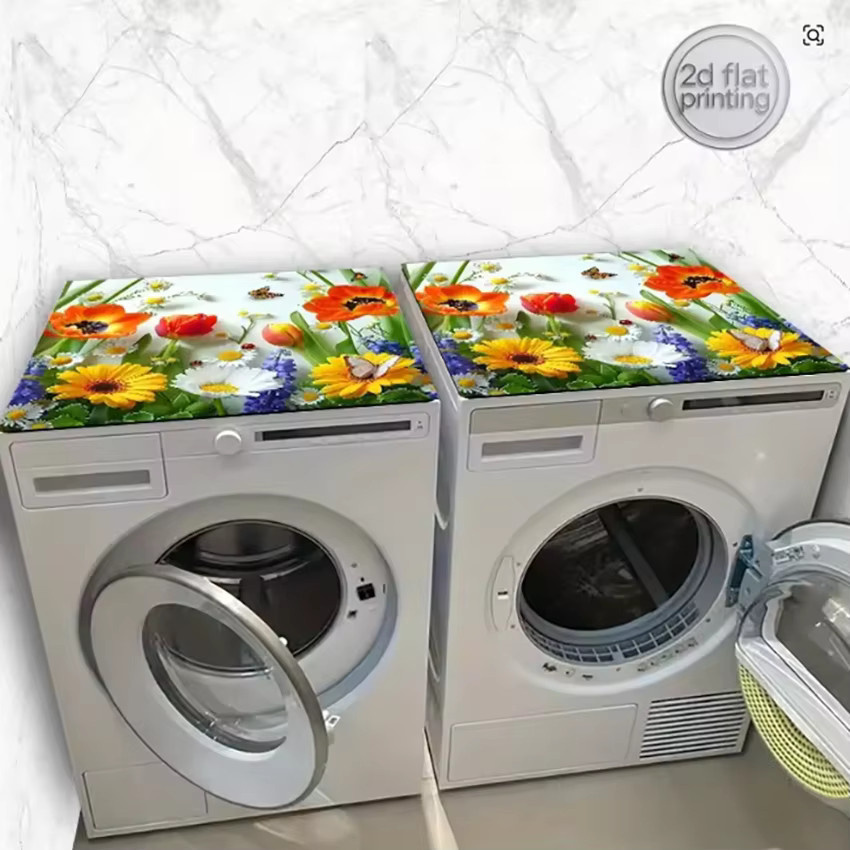 Miele Waschmaschinenmatte und Trocknermatte mit buntem Frühlingsblumen-Design, rutschfest, Tulpen und Schmetterlinge, Multicolor - Bild 4