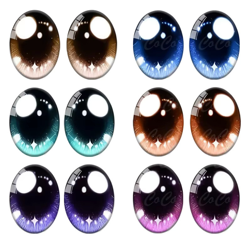 5 Paar Puppenkristall Auge, Ovales Fotoglas Cabochon, Corn Flower - Bild 3