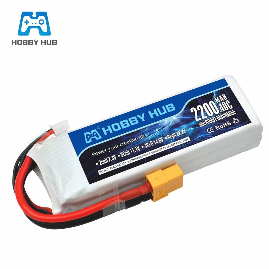 Hobby Hub LiPo-Batterie 11,1 V 3S mit 2200 mAh für RC-Auto, Flugzeug und Drohne - Bild 2