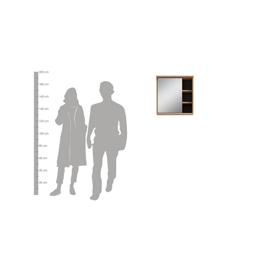 byLIVING Spiegelschrank WELLNESS in Eiche, Braun, B/H/T: 60 x 61 x 28 cm - Bild 2