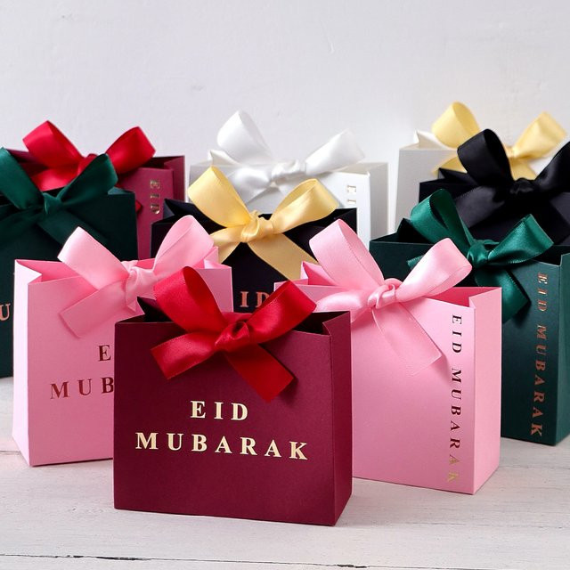 5-teilige Eid Geschenkbox aus Papier mit Schleifenbändern und exklusiver Verpackung in Weiß und Mehrfarbig für Süßigkeiten, Kekse oder Schmuck - Bild 1