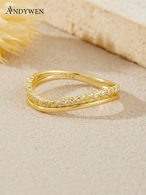 ANDYWEN Ring 925 Silber, vergoldet, Zirkonia, Damen - Bild 1