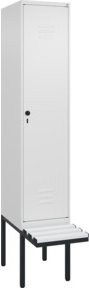 C+P Spind Classic PLUS Garderobenschrank mit Sitzbank, 1 Abteil, Farbe Reinweiß, B/T/H: 212 x 40 x 81,5 cm - Bild 1