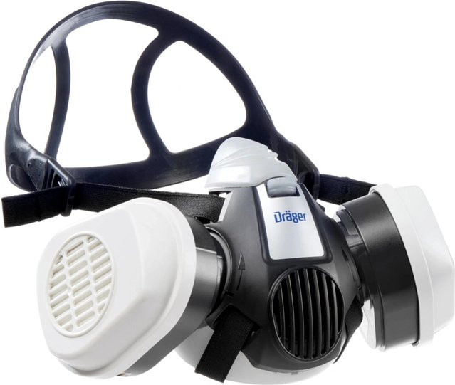 Dräger X-plore 3300 Halbmaske für Chemiearbeiten inklusive Kombi-Filtern P3 in Größe S, Schwarz-Weiß - Bild 1