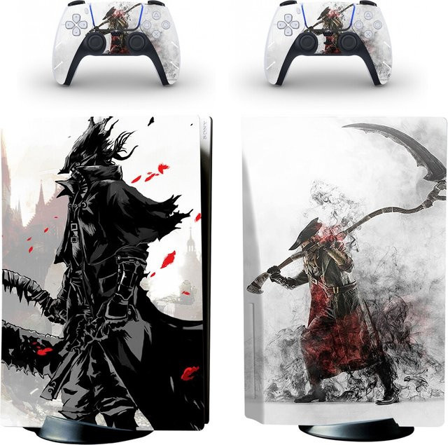 Yolouxiku PS5 Disc Skin Sticker Blut Berge Design Vinyl Aufkleber für Konsole und 2 Controller in Orange und Multicolour - Bild 1