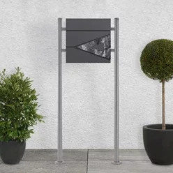 ML-Design Standbriefkasten mit Zeitungsfach in Silber mit Doppelfuß, Höhe: 120 cm - Bild 3