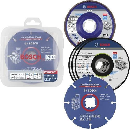 Bosch X-LOCK Trenn- und Fächerschleifscheiben-Set für Metall, Kunststoff und Universalanwendungen, 5-teilig, Durchmesser: 125 mm, Bohrungs-Ø: 22,23 mm - Bild 1