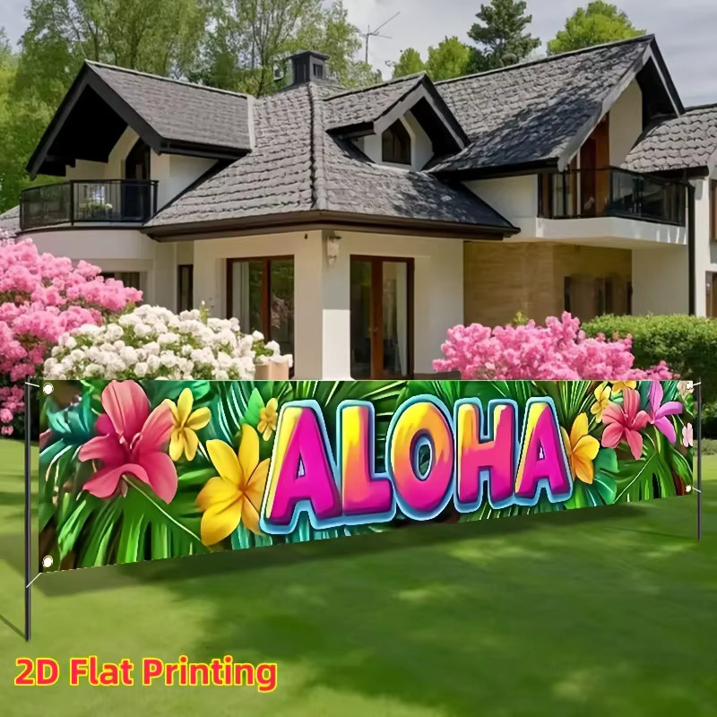 VIKAMA Hawaii Banner mit tropischem Blumenmotiv als Wanddekoration für Party und Außenbereich, Mehrfarbig, B: 180 cm, H: 40 cm - Bild 3