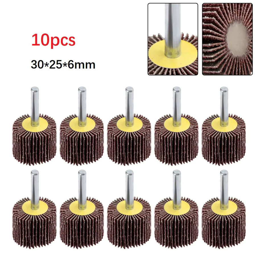 Vibratite Schleifscheiben Set mit 10 Flap Rädern, 30 mm Durchmesser, Körnung 80, Farbe Braun für Gravur und Anfasen - Bild 4
