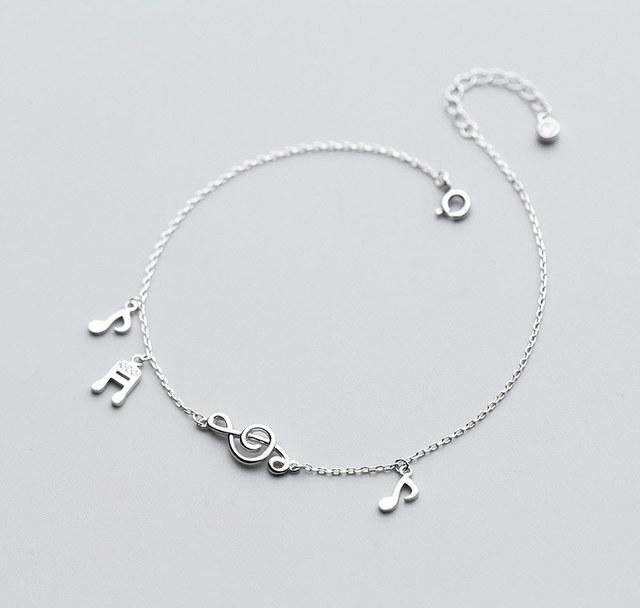 Wucifang Jewelry Fußkettchen 925 Silber, Musiknote, Damen, 21 cm - Bild 1