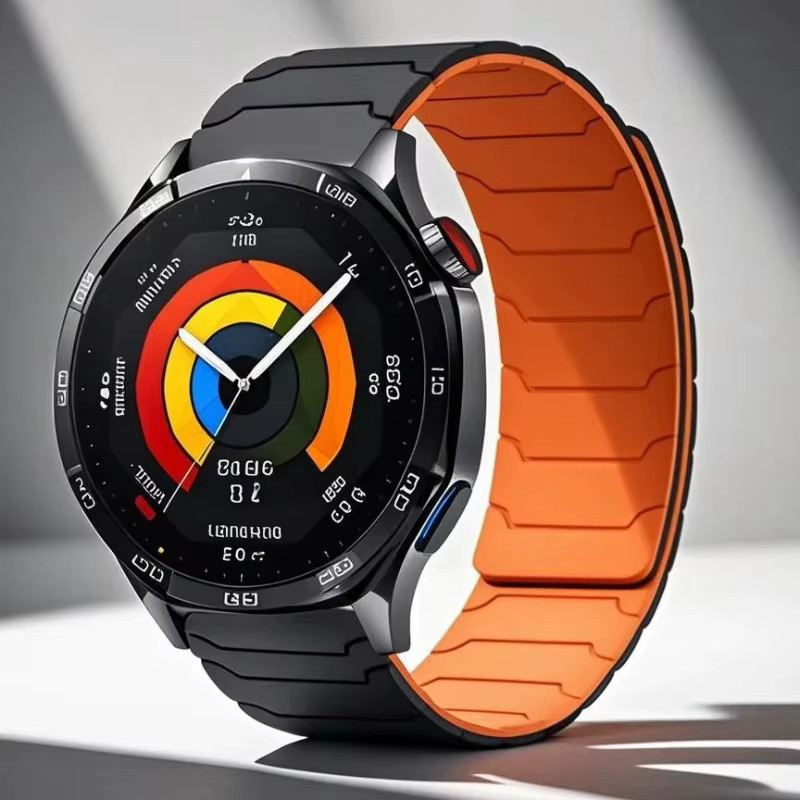 Uhrenarmband Silikon, Magnetische Schleife, Schwarz, Unisex - Bild 2