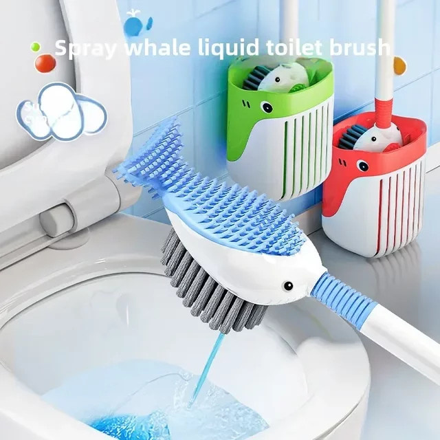 Spray Whale Silikon-Toilettenreinigungsset mit Flüssiger Toilettenbürste und Saugnapf-Basis - Bild 1