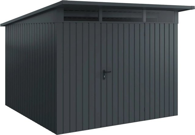 EcoStar Gerätehaus Euroline Pultdach in Anthrazitgrau mit 1-flügliger Tür, B: 277 cm, T: 310 cm - Bild 1